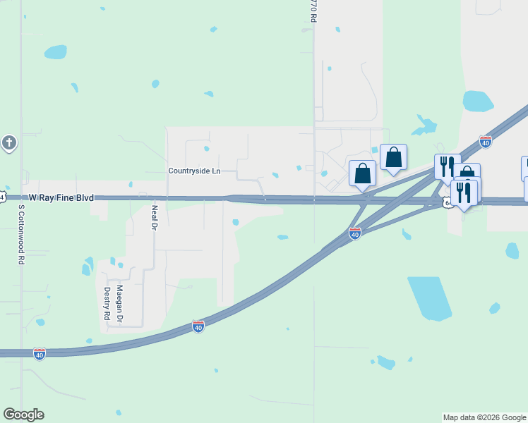 map of restaurants, bars, coffee shops, grocery stores, and more near 102 Countryside Lane in Roland