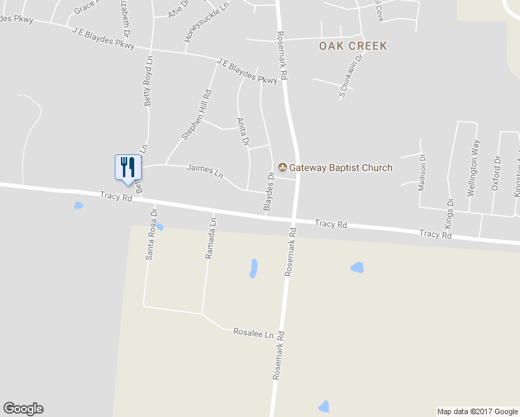 map of restaurants, bars, coffee shops, grocery stores, and more near 5030 Tracy Rd in Atoka