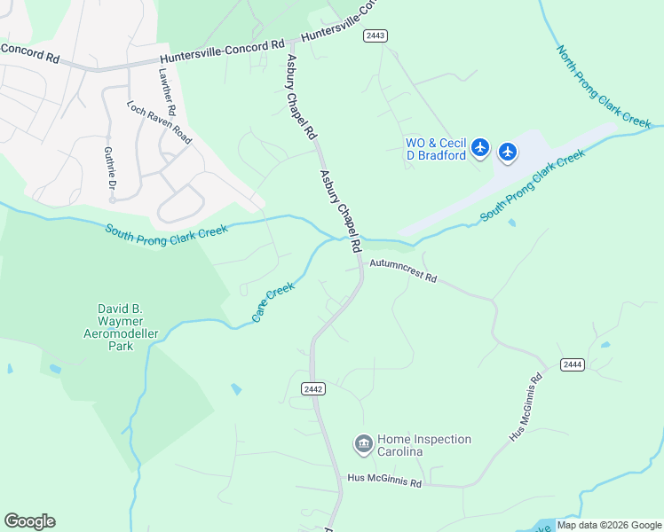 map of restaurants, bars, coffee shops, grocery stores, and more near 13329 Asbury Chapel Road in Huntersville