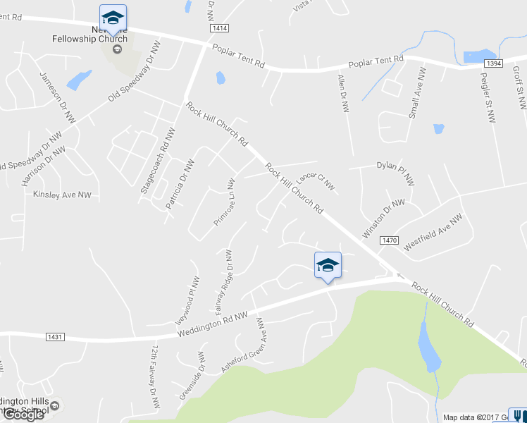 map of restaurants, bars, coffee shops, grocery stores, and more near 3379 Chadbury Drive Northwest in Concord