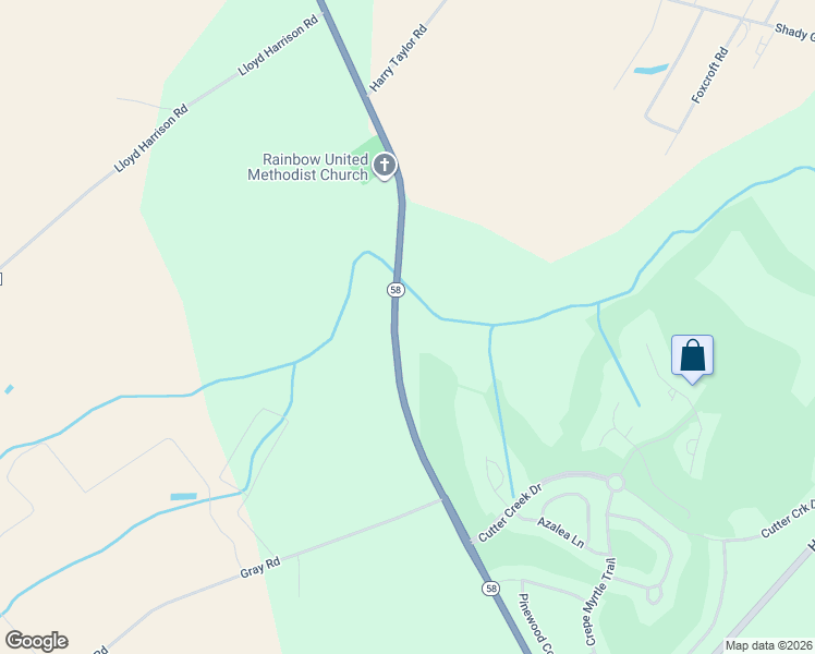 map of restaurants, bars, coffee shops, grocery stores, and more near 3509 Highway 58 in Hookerton