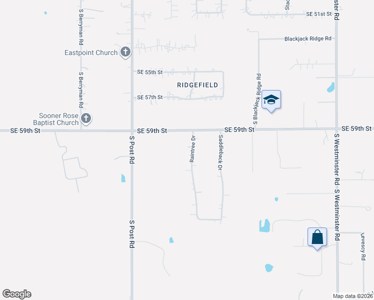 map of restaurants, bars, coffee shops, grocery stores, and more near 6125 Raintree Drive in Oklahoma City
