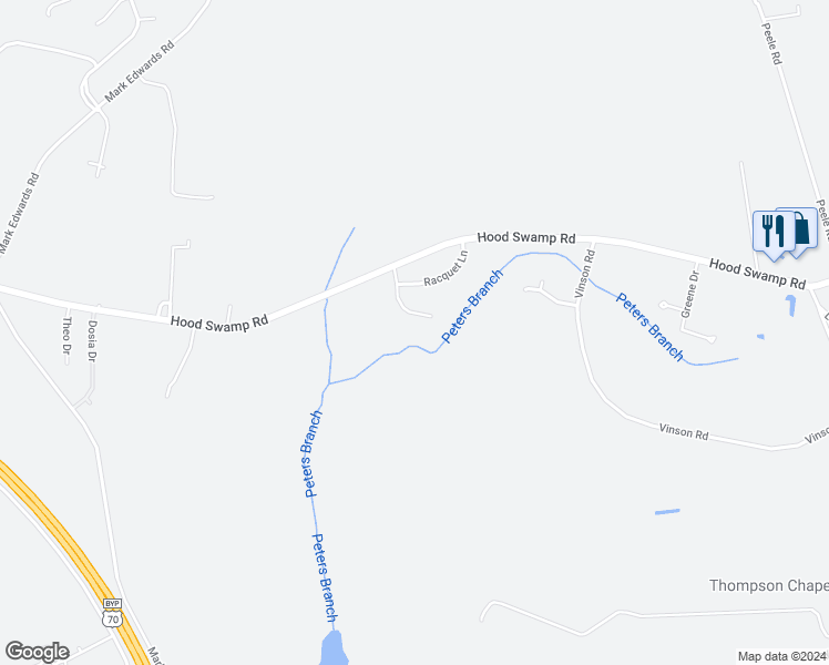 map of restaurants, bars, coffee shops, grocery stores, and more near 211 Dogwood Estates Lane in Goldsboro