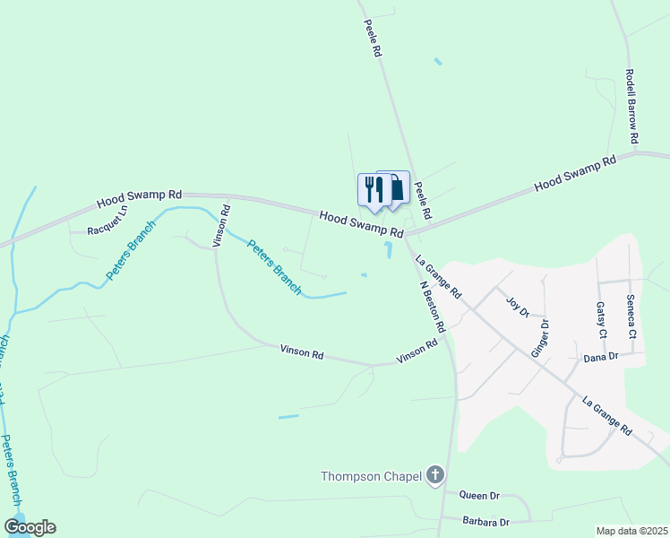 map of restaurants, bars, coffee shops, grocery stores, and more near 107 Delia Trail in Goldsboro