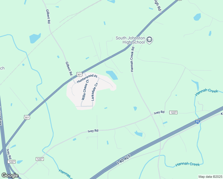 map of restaurants, bars, coffee shops, grocery stores, and more near 136 Hunterwood Place in Benson