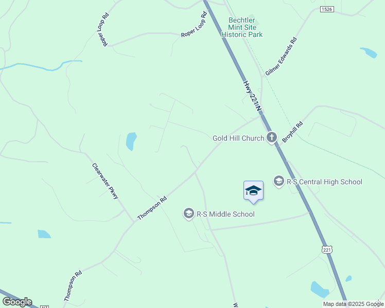 map of restaurants, bars, coffee shops, grocery stores, and more near 629 Thompson Road in Rutherfordton