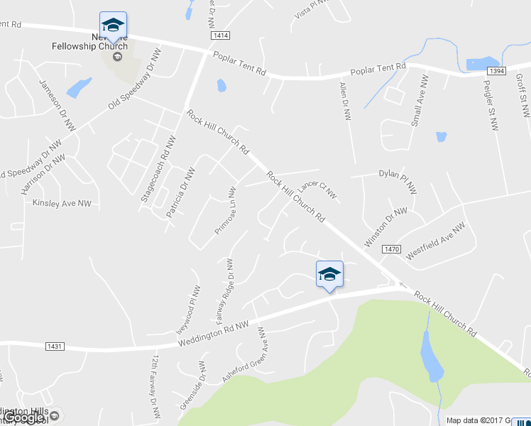 map of restaurants, bars, coffee shops, grocery stores, and more near 3367 Chadbury Drive Northwest in Concord