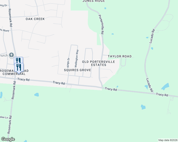 map of restaurants, bars, coffee shops, grocery stores, and more near 56 Squires Grove Drive in Atoka