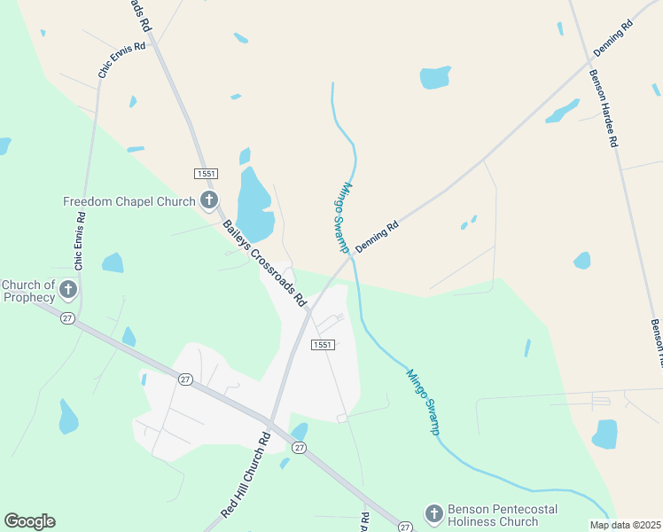 map of restaurants, bars, coffee shops, grocery stores, and more near 6449 Red Hill Church Road in Benson