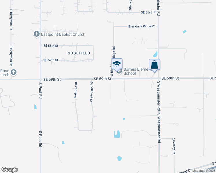 map of restaurants, bars, coffee shops, grocery stores, and more near 10524 Southeast 59th Street in Oklahoma City