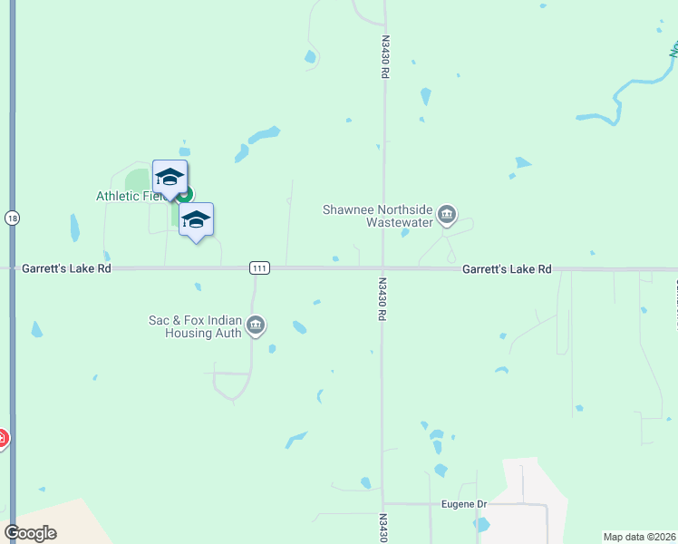 map of restaurants, bars, coffee shops, grocery stores, and more near Garrett's Lake Rd in Shawnee