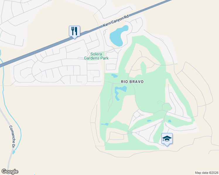 map of restaurants, bars, coffee shops, grocery stores, and more near 5708 Muirfield Drive in Bakersfield