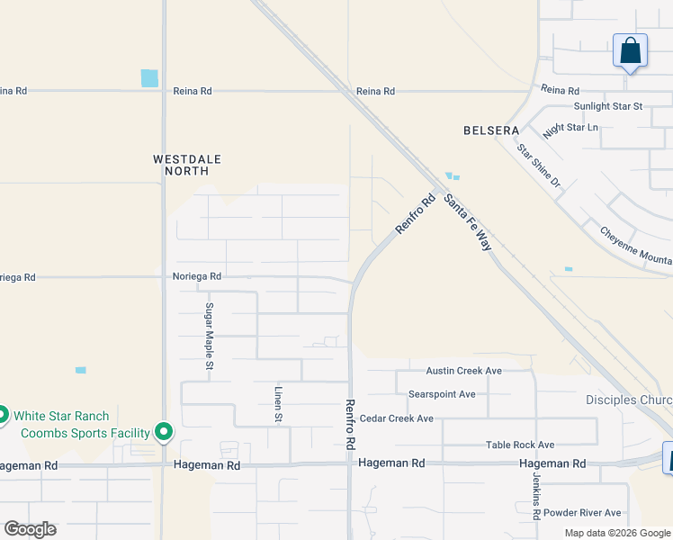 map of restaurants, bars, coffee shops, grocery stores, and more near 14507 Evadell Court in Bakersfield