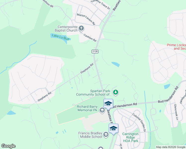 map of restaurants, bars, coffee shops, grocery stores, and more near 6536 Stephens Road in Huntersville