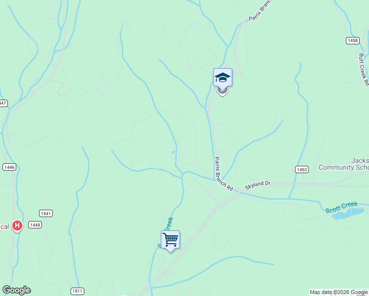 map of restaurants, bars, coffee shops, grocery stores, and more near 260 Marion Forest Road in Sylva