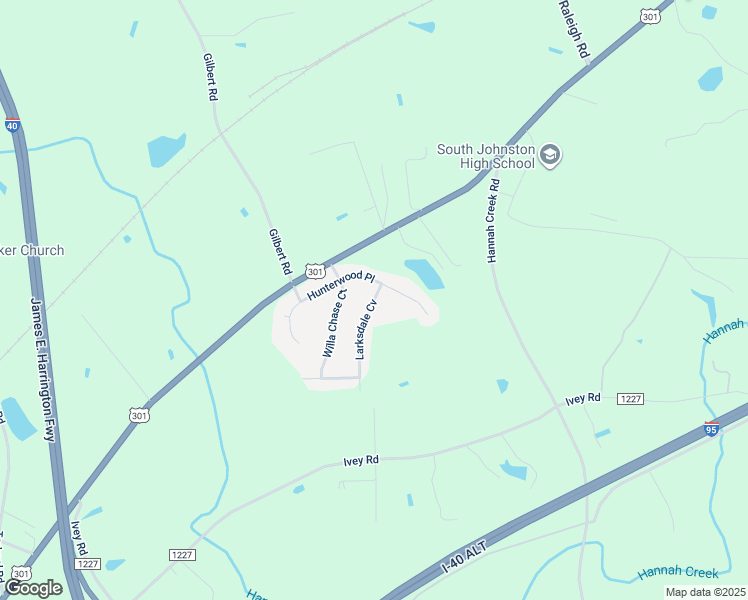 map of restaurants, bars, coffee shops, grocery stores, and more near 121 Larksdale Cove in Benson