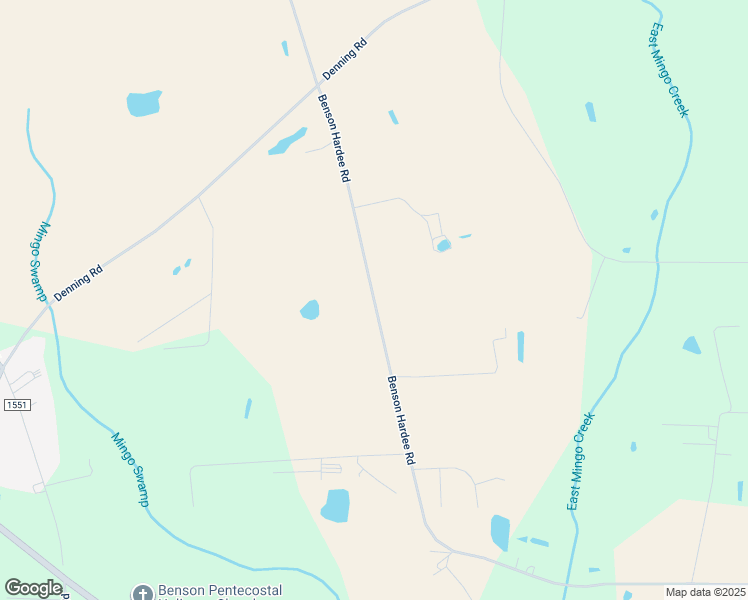 map of restaurants, bars, coffee shops, grocery stores, and more near Benson Hardee Road in Benson