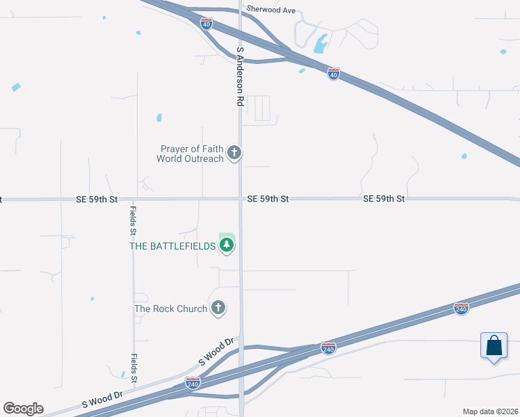 map of restaurants, bars, coffee shops, grocery stores, and more near 12000 Southeast 59th Street in Oklahoma City