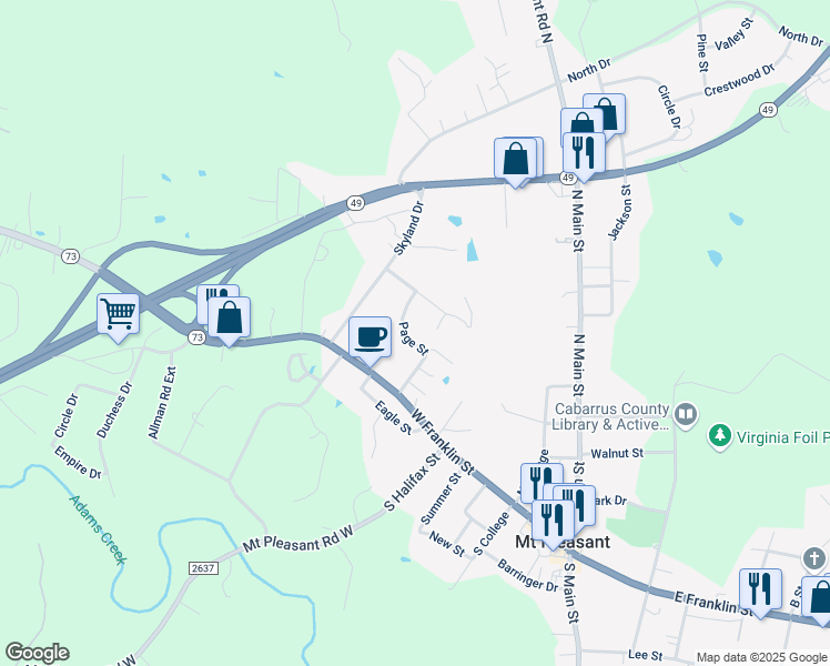 map of restaurants, bars, coffee shops, grocery stores, and more near 875 Page Street in Mount Pleasant