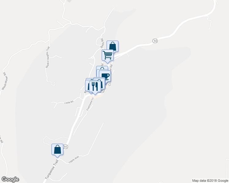 map of restaurants, bars, coffee shops, grocery stores, and more near 2 Firehouse Lane in Los Cerrillos