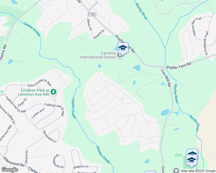 map of restaurants, bars, coffee shops, grocery stores, and more near 1147 Old Trace Road Northwest in Concord