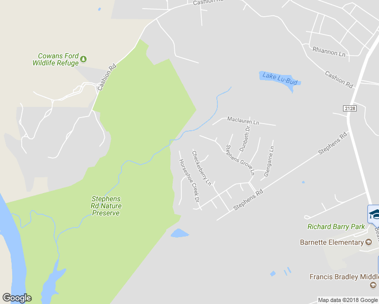 map of restaurants, bars, coffee shops, grocery stores, and more near 5814 Checkerberry Lane in Huntersville