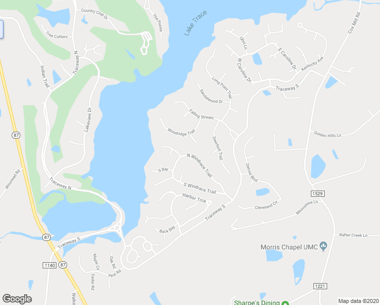 map of restaurants, bars, coffee shops, grocery stores, and more near 998 North Windrace Trail in Sanford