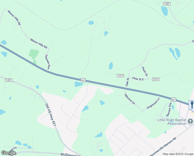map of restaurants, bars, coffee shops, grocery stores, and more near 1678 U.S. 421 in Lillington