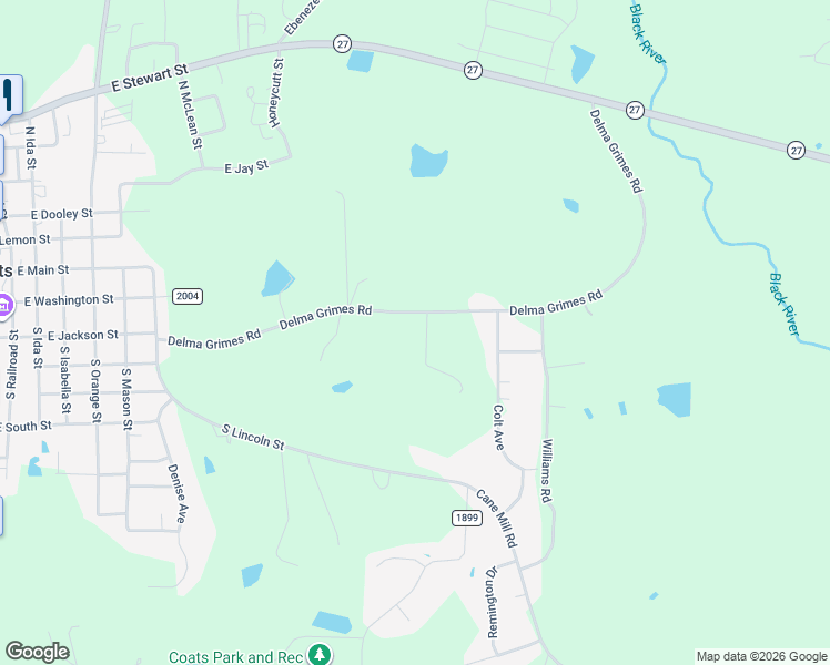 map of restaurants, bars, coffee shops, grocery stores, and more near 883 Delma Grimes Road in Coats