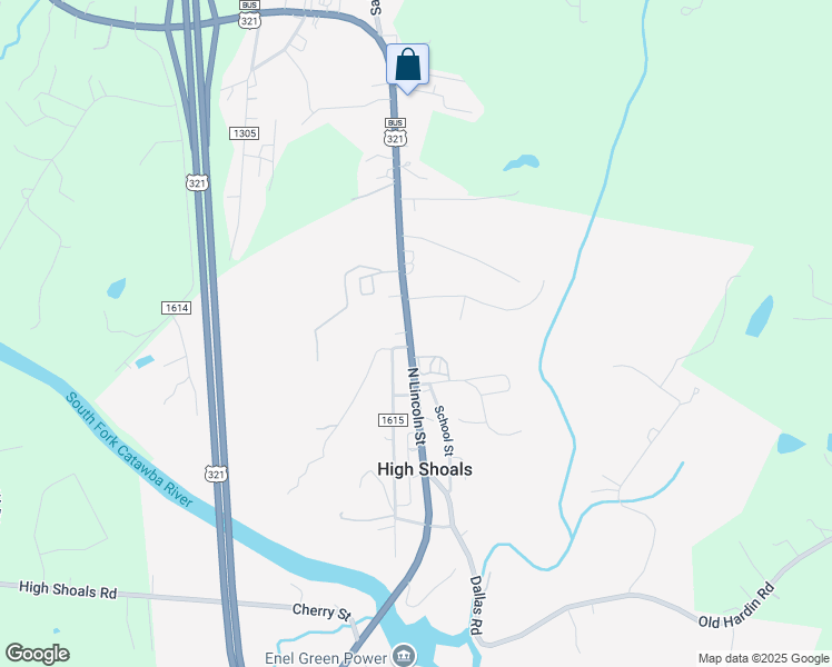 map of restaurants, bars, coffee shops, grocery stores, and more near 407 North Lincoln Street in High Shoals