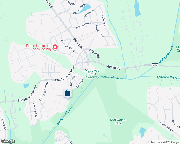 map of restaurants, bars, coffee shops, grocery stores, and more near 4259 Vance Road North in Huntersville