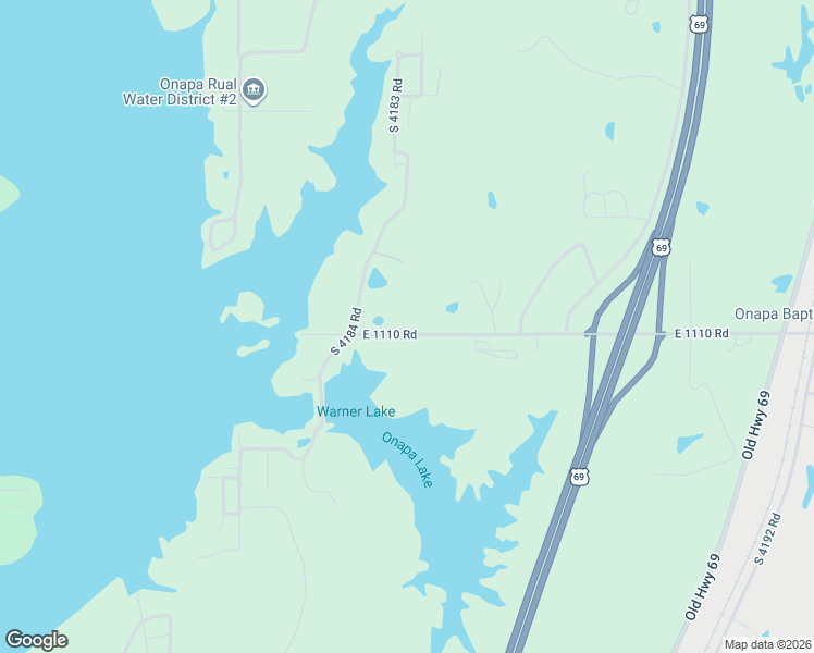 map of restaurants, bars, coffee shops, grocery stores, and more near 418529 East 1110 Road in Checotah