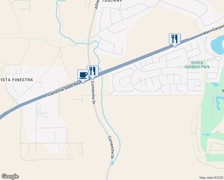 map of restaurants, bars, coffee shops, grocery stores, and more near 5700 River Birch Drive in Bakersfield