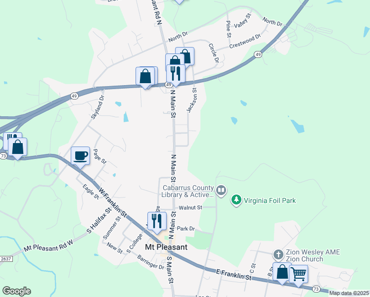 map of restaurants, bars, coffee shops, grocery stores, and more near 740 Kluttz Street in Mount Pleasant
