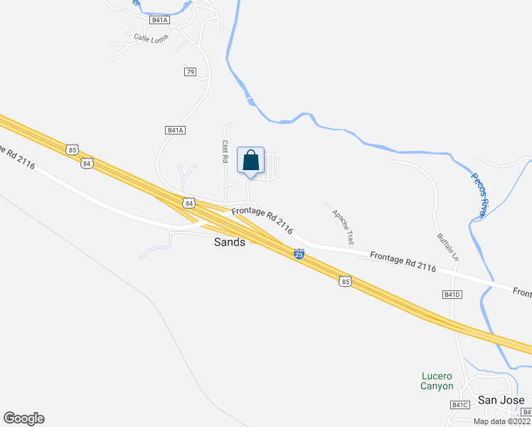 map of restaurants, bars, coffee shops, grocery stores, and more near Frontage Road 2116 in San Miguel County