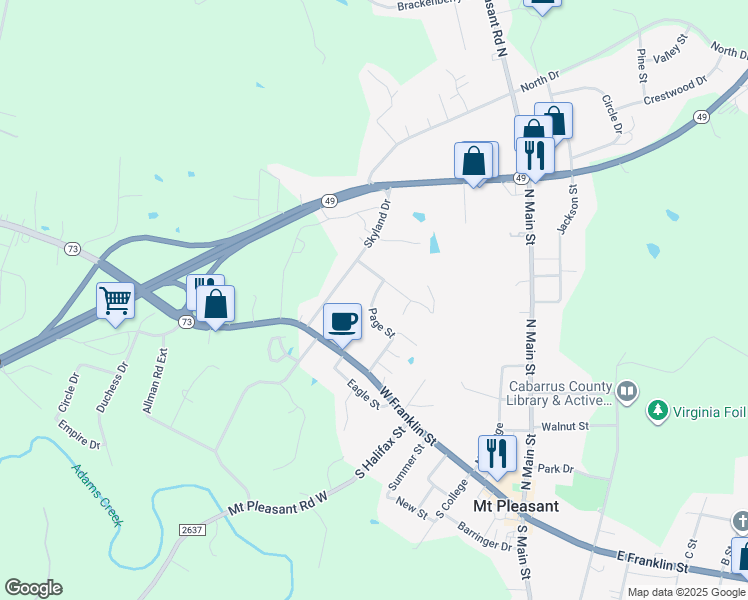 map of restaurants, bars, coffee shops, grocery stores, and more near 835 Page Street in Mount Pleasant
