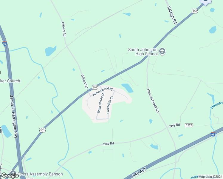 map of restaurants, bars, coffee shops, grocery stores, and more near 126 Hunterwood Place in Benson
