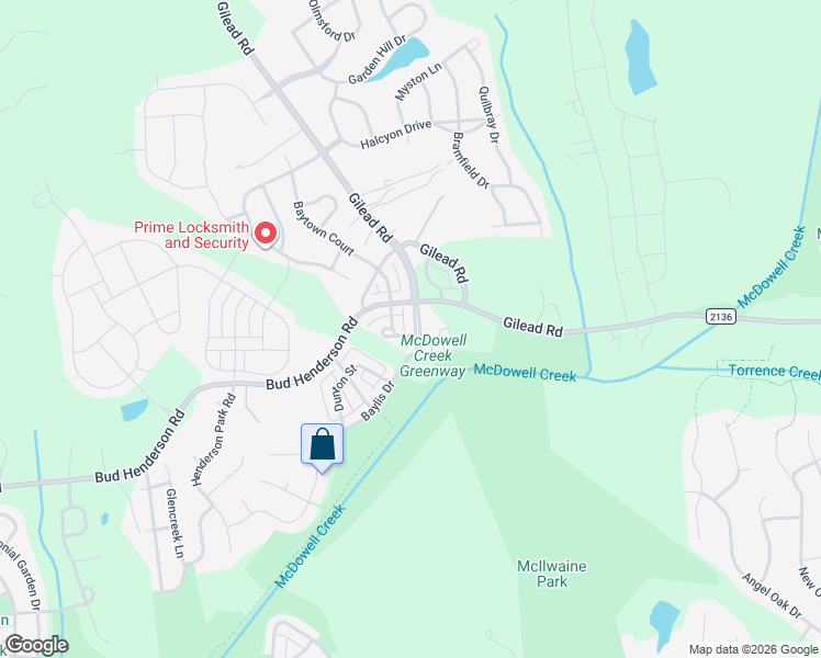 map of restaurants, bars, coffee shops, grocery stores, and more near 4259 Vance Road North in Huntersville