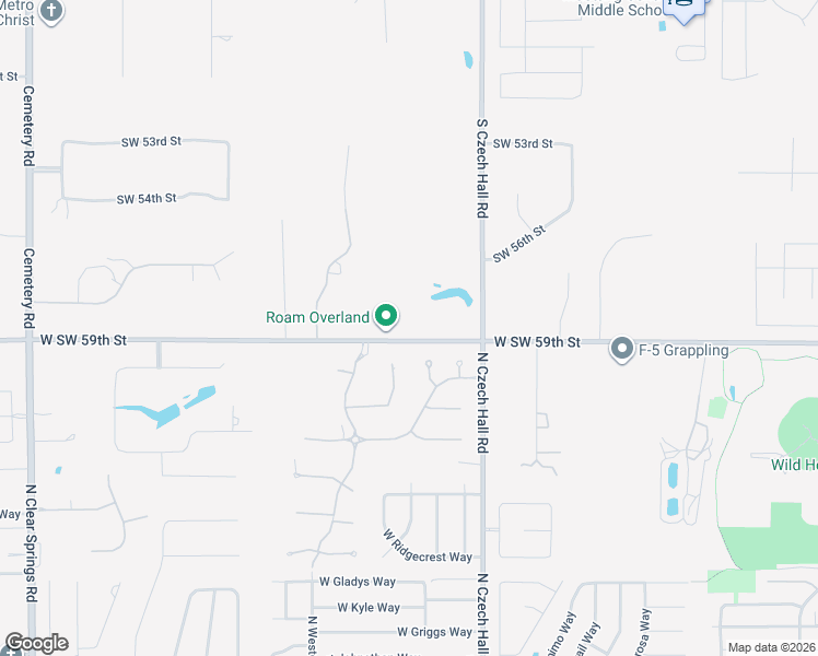 map of restaurants, bars, coffee shops, grocery stores, and more near 12301 Southwest 59th Street in Mustang