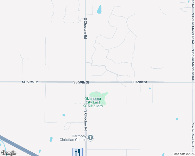 map of restaurants, bars, coffee shops, grocery stores, and more near 15025 Southeast 59th Terrace in Choctaw
