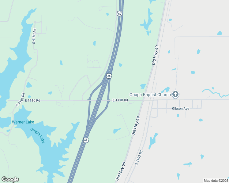 map of restaurants, bars, coffee shops, grocery stores, and more near 110962 South 4190 Road in Checotah
