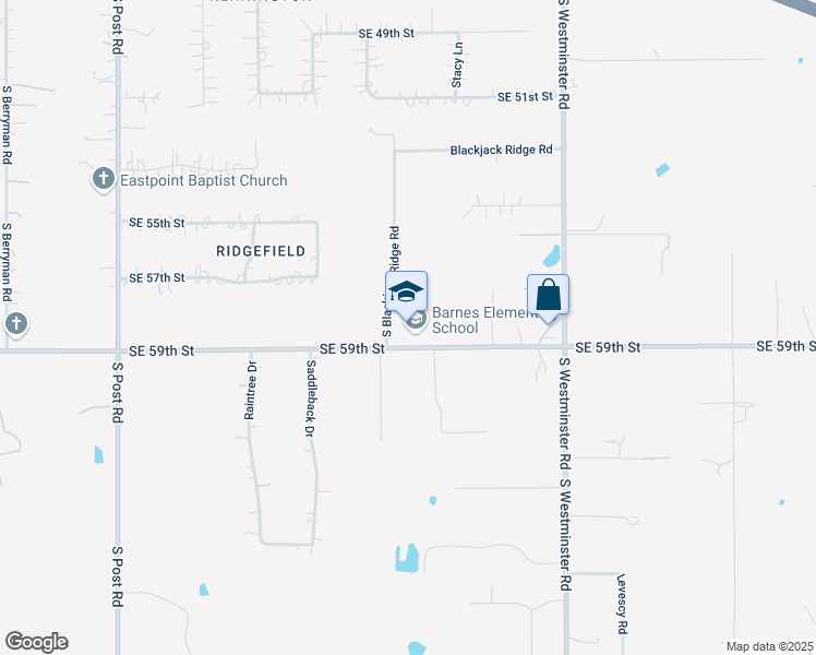 map of restaurants, bars, coffee shops, grocery stores, and more near 10551 Southeast 59th Street in Oklahoma City