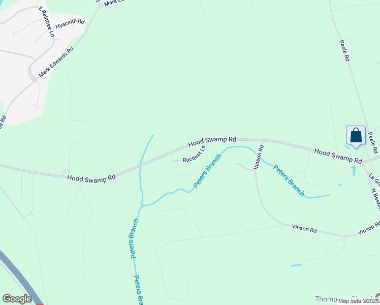 map of restaurants, bars, coffee shops, grocery stores, and more near 107 Racquet Lane in Goldsboro