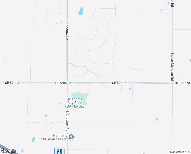 map of restaurants, bars, coffee shops, grocery stores, and more near 15216 Southeast 58th Street in Choctaw