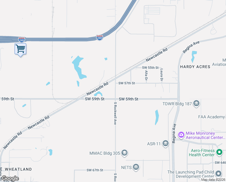map of restaurants, bars, coffee shops, grocery stores, and more near 5901 South Rockwell Street in Oklahoma City