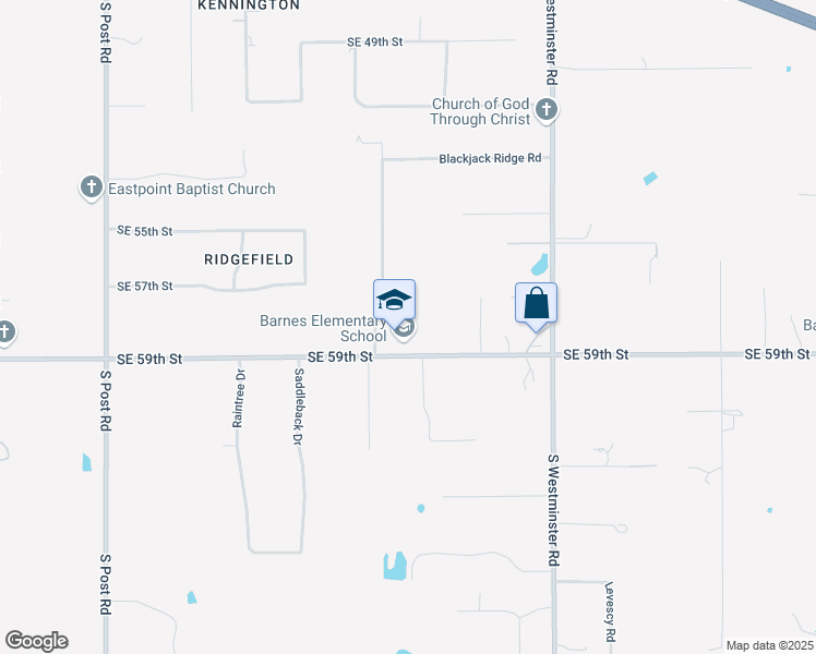 map of restaurants, bars, coffee shops, grocery stores, and more near 10551 Southeast 59th Street in Oklahoma City