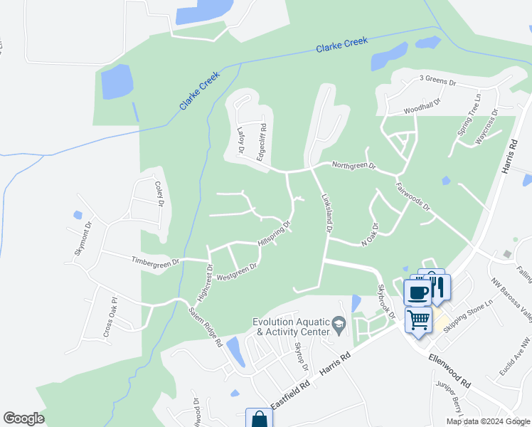 map of restaurants, bars, coffee shops, grocery stores, and more near 14641 Greenpoint Lane in Huntersville
