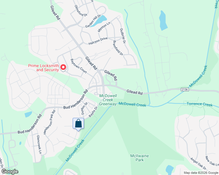 map of restaurants, bars, coffee shops, grocery stores, and more near 13408 De Soto Alley in Huntersville