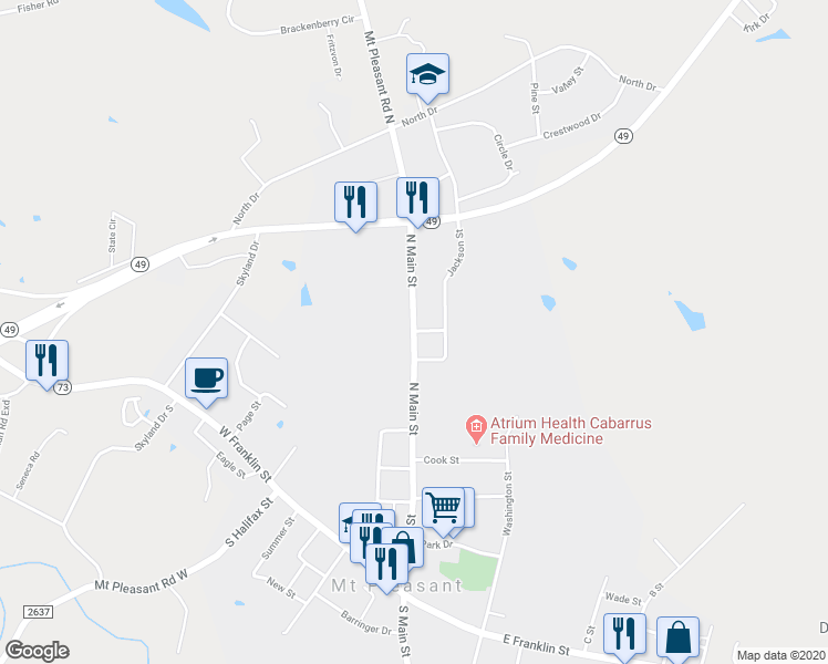 map of restaurants, bars, coffee shops, grocery stores, and more near 773 North Main Street in Mount Pleasant