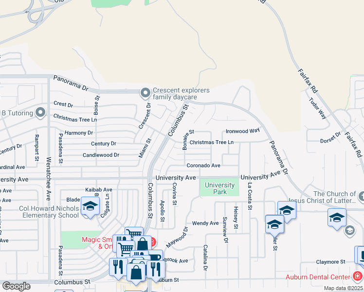map of restaurants, bars, coffee shops, grocery stores, and more near 4113 Christmas Tree Lane in Bakersfield